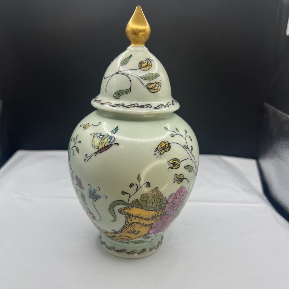 Vtg Schlottenhof Bavaria Lidded Ginger Jar Porcelain Urn Floral Germany Gold